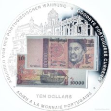 Monedas antiguas de África: [#1065120] MONEDA, LIBERIA, GOODBYE PORTUGUESE CURRENCY, 10 DOLLARS, 2002, COLOURIZED, FDC. Lote 366112181