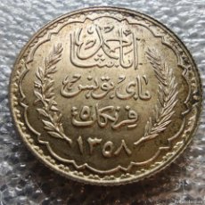 Monedas antiguas de África: TÚNEZ 5 FRANCS 1939 AHMAD PASHA BEY PESO: 5,03 GRAMOS PLATA KM 264 SC. Lote 366238546