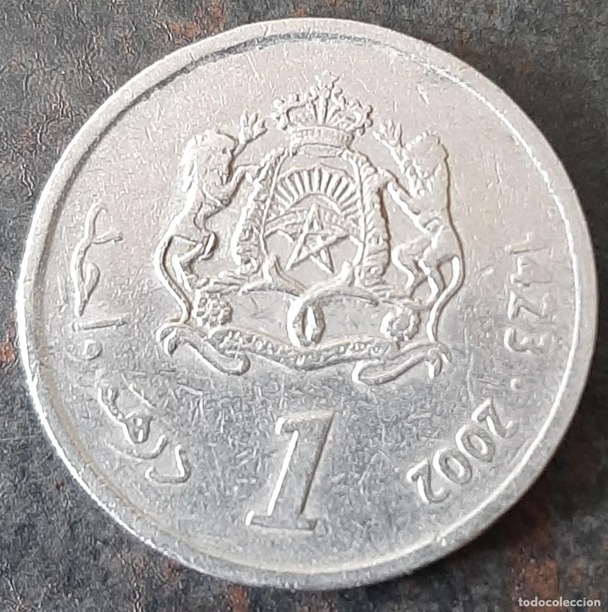 Monedas antiguas de &Aacute;frica: Moneda de Marruecos de 2002. 1 Dirham - Foto 2