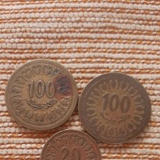 Monedas antiguas de África: (TÚNEZ)(LATÓN) LOTE DE 3 MONEDAS. Lote 383402524