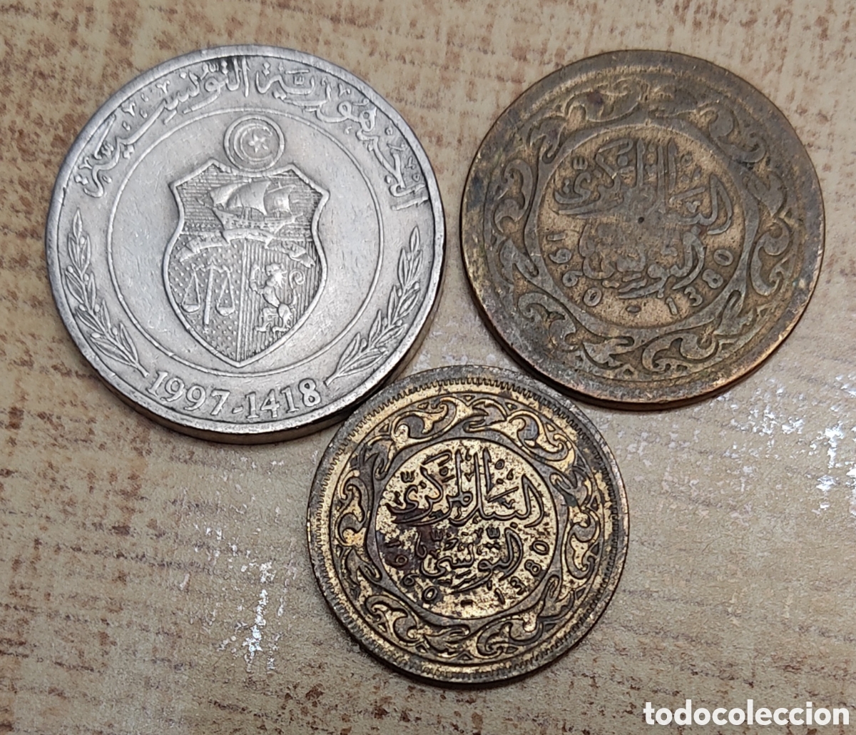 Monedas antiguas de &Aacute;frica: Lote 3 monedas T&uacute;nez - Foto 1