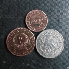Monedas antiguas de África: CONJUNTO DE 3 MONEDAS DE SIERRA LEONE AÑOS 60 MUY DIFICILES