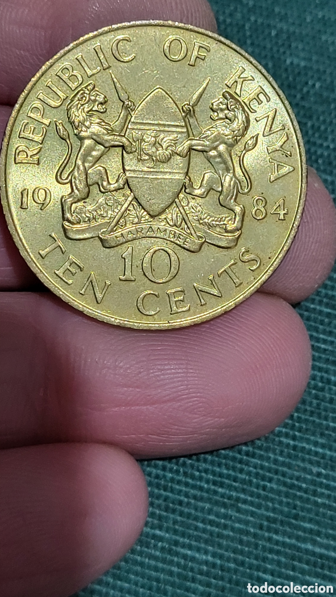 Monedas antiguas de &Aacute;frica: Moneda 10 centimos Kenya 1984 - Foto 2