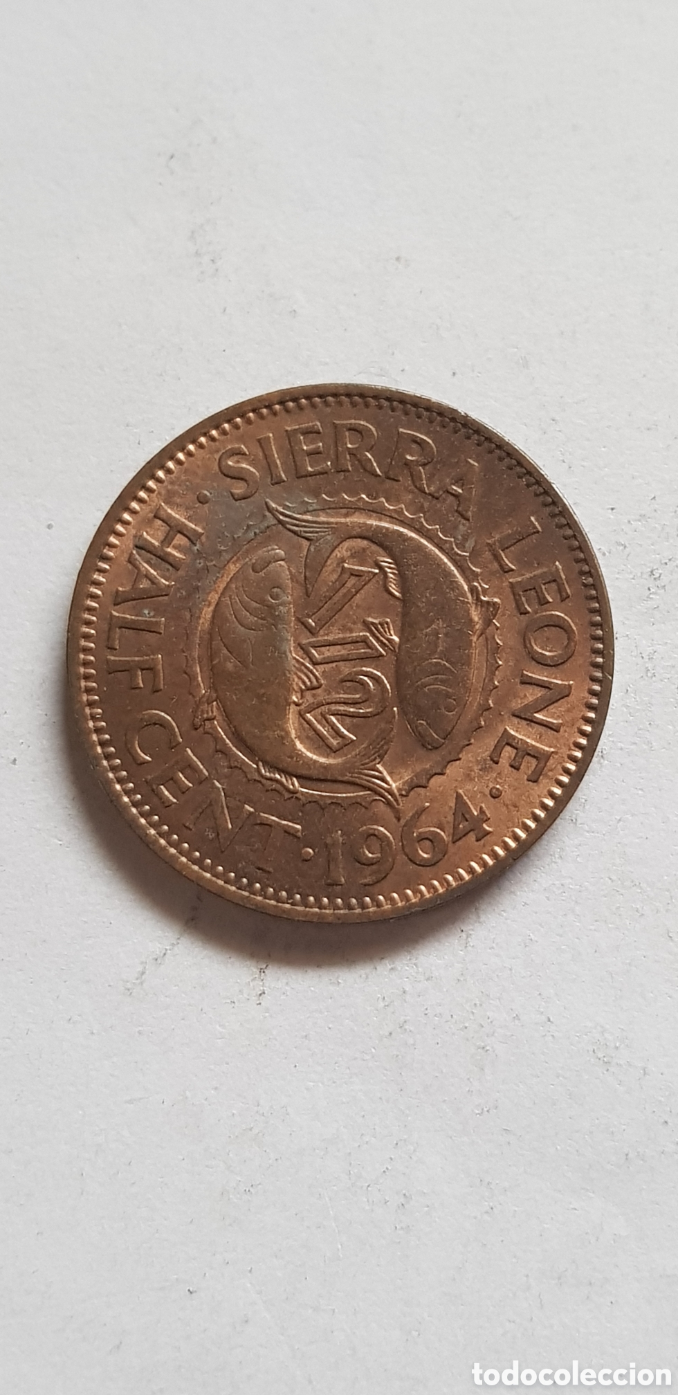 Monedas antiguas de &Aacute;frica: 1/2 Cent 1964 Sierra Leona Half C&eacute;ntimo - Foto 1