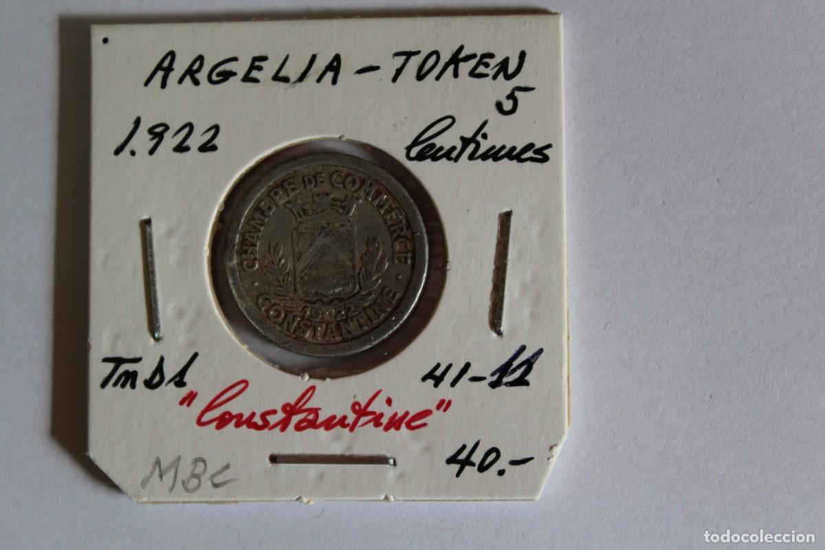 Monedas antiguas de &Aacute;frica: moneda de 5 Centimos 1922 de ARGELIA TOKEN, en MBC &rdquo; Constantine &rdquo; - Foto 1