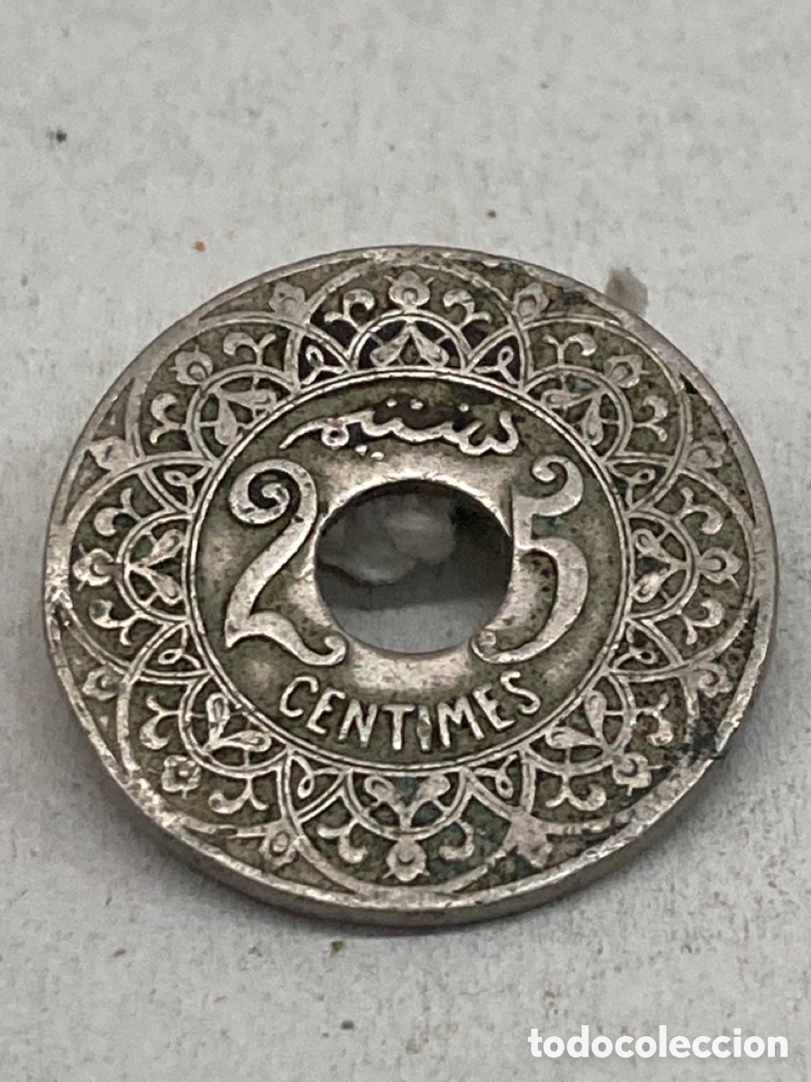 Monedas antiguas de &Aacute;frica: Moneda 25 c&eacute;ntimos Marruecos 1921 - Foto 1