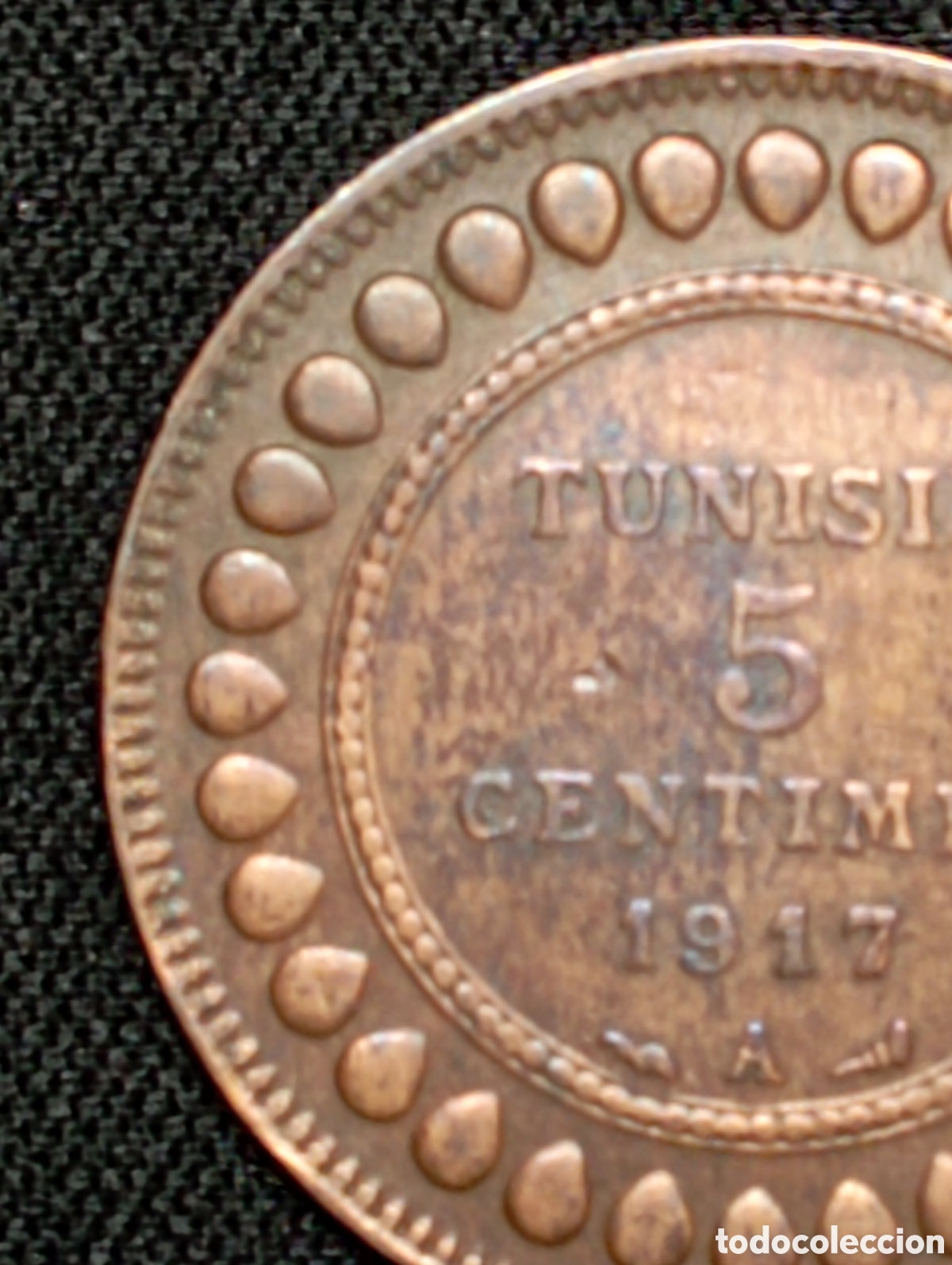 Monedas antiguas de &Aacute;frica: 5 C&eacute;ntimos de 1917 - Tunez - Foto 2