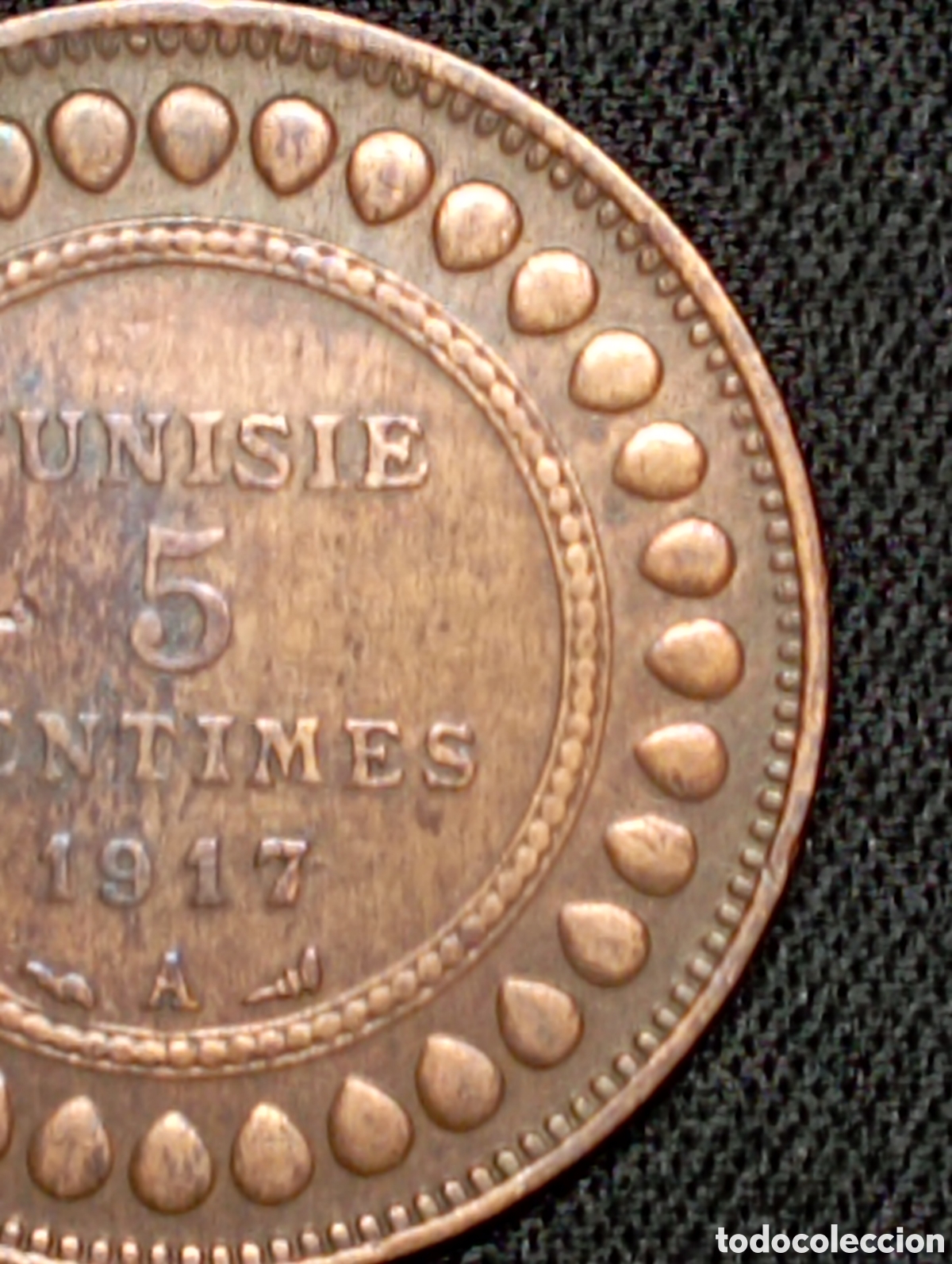 Monedas antiguas de &Aacute;frica: 5 C&eacute;ntimos de 1917 - Tunez - Foto 3