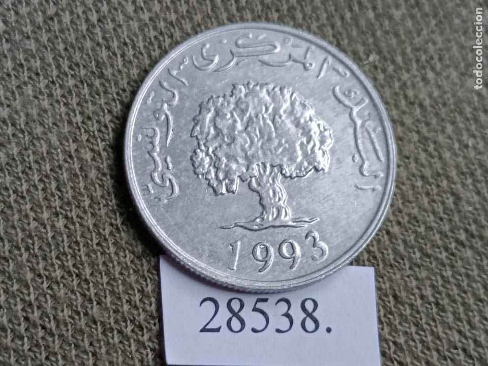 Monedas antiguas de &Aacute;frica: Tunez 5 c&eacute;ntimos 1993 - Foto 2