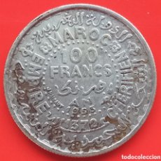 Monedas antiguas de África: MARRUECOS 100 FRANCOS DE PLATA 1953