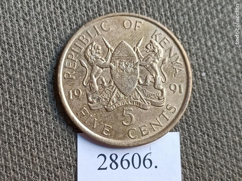 Monedas antiguas de &Aacute;frica: Kenia 5 c&eacute;ntimos 1991 - Foto 2
