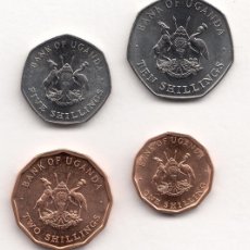 Monedas antiguas de África: UGANDA LOTE 4 VALORES SERIE DE 1987 1 - 2 - 5 Y 10 SHILLINGS CHELINES