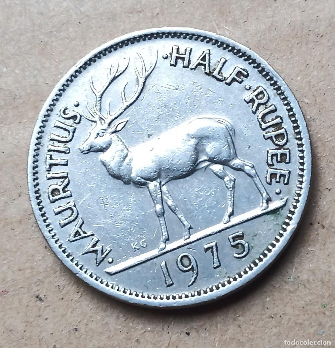 Monedas antiguas de &Aacute;frica: MAURICIO - HALF RUPEE RUPIA 1975 BC - Foto 2