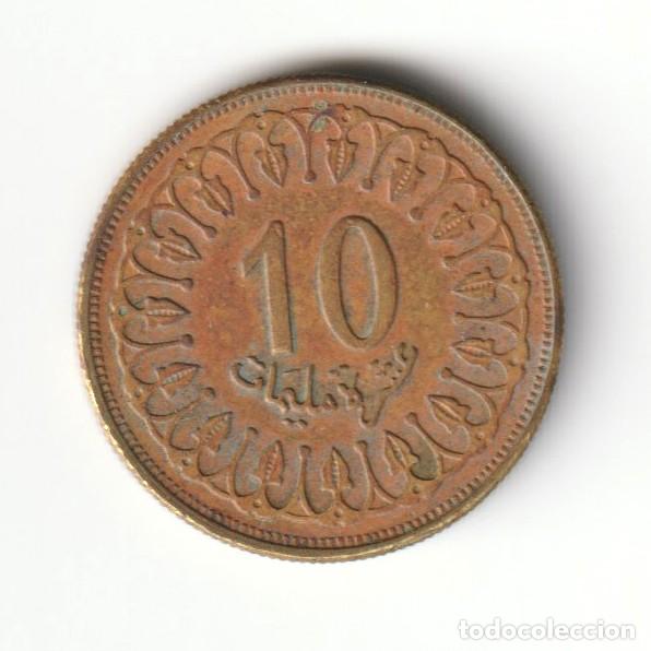 Monedas antiguas de &Aacute;frica: T&uacute;nez moneda de 10 millimes - Foto 1