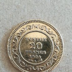 Monedas antiguas de África: ANTIGUA MONEDA 20 FRANCS, TUNIS 1904, ORO