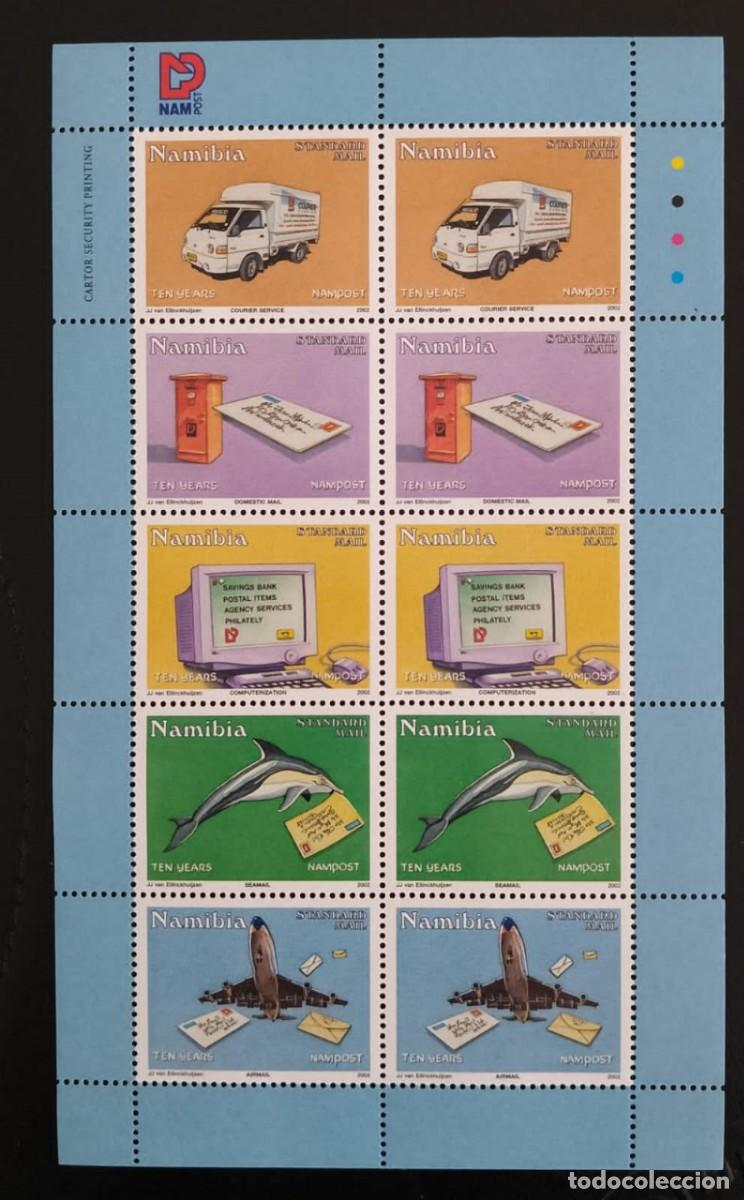 Monedas antiguas de &Aacute;frica: SD)NAMIBIA. TRANSPORT. MAIL. COMPUTING. DOLPHINS. PLANE. POST DAY. SOUVENIR SHEETS. MNH. - Foto 1