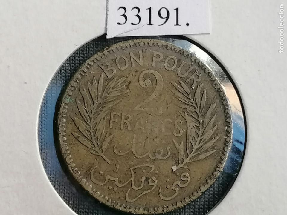 Monedas antiguas de &Aacute;frica: T&uacute;nez 2 francos 1941 - Foto 2