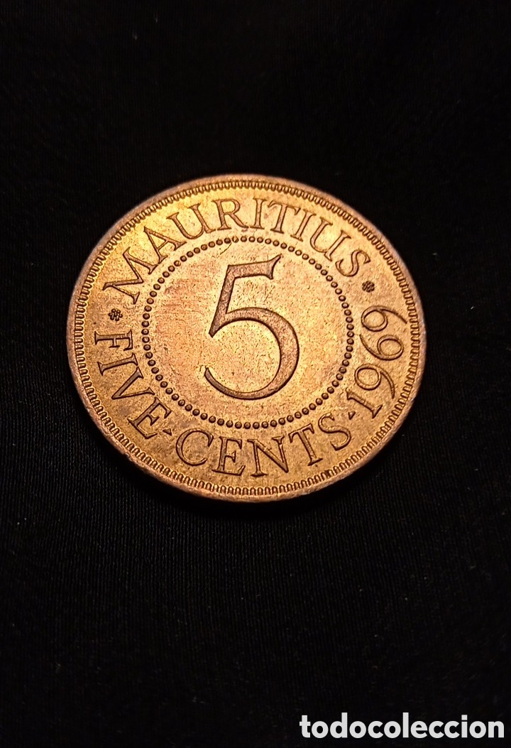 Monnaies anciennes d'Afrique: MAURICIO 5 CENTS 1969. COBRE 10 G
