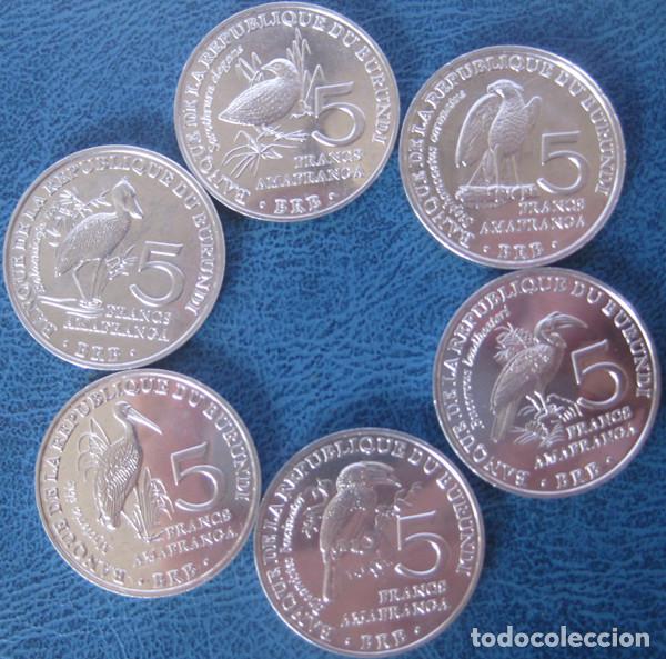 Monedas antiguas de &Aacute;frica: Burundi 2014: Set de 6 monedas x 5 Francos &rdquo;Fauna: Aves&rdquo;./ Sin Circular.