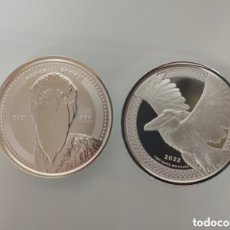 Monedas antiguas de África: 2X MONEDAS 1 ONZA PLATA PURA 999 SHOBBILL STORK PICOZAPATO CONGO 2021-2022 CÁPSULA