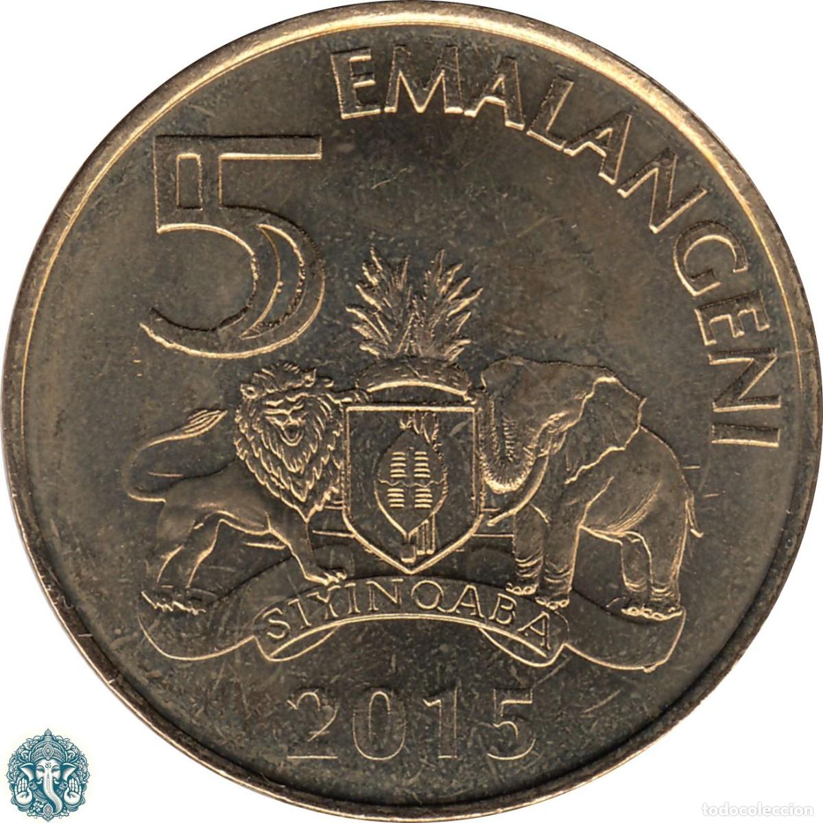 Monedas antiguas de &Aacute;frica: SWAZILAND 5 Emalangeni 2015 Mswati III KM#68 ESWATINI ESUATINI SUAZILANDIA SWAZILANDIA