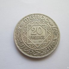Monedas antiguas de África: MARRUECOS * 20 FRANCS 1928-1347 * PLATA * TIRADA 177.000 PIEZAS