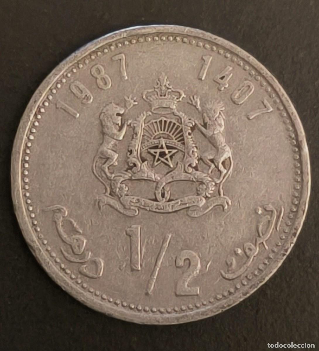 Monedas antiguas de &Aacute;frica: Marruecos &frac12; dirham, 1407 (1987) - Foto 1