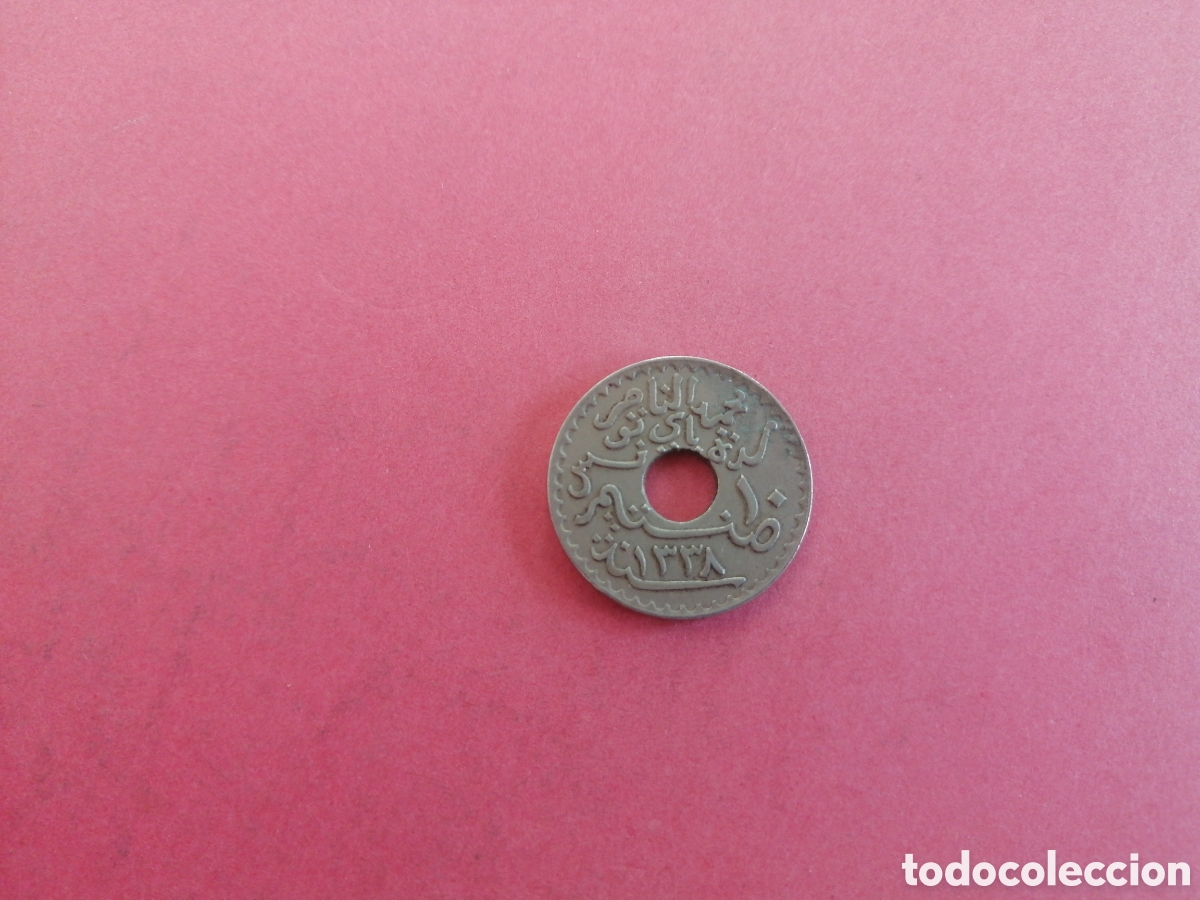 Monedas antiguas de &Aacute;frica: 10 centimes de T&uacute;nez 1920 - Foto 2