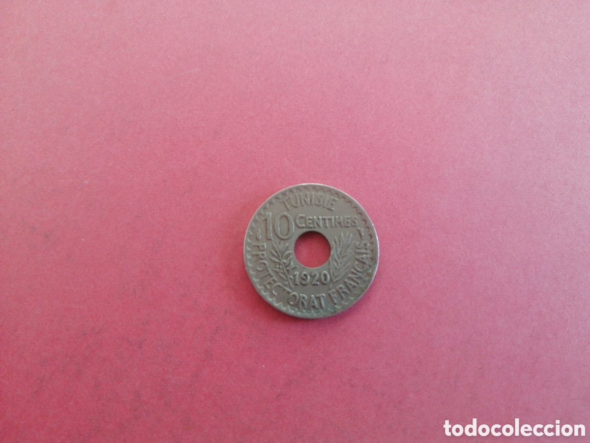 Monedas antiguas de &Aacute;frica: 10 centimes de T&uacute;nez 1920 - Foto 1