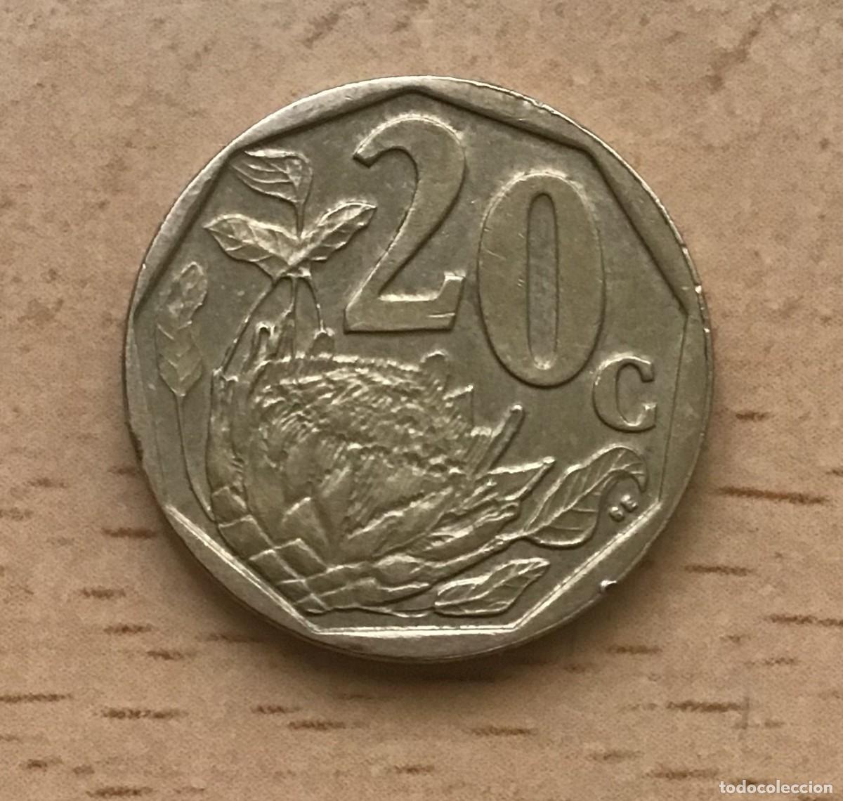 Monedas antiguas de &Aacute;frica: 20 centavos de Sud&aacute;frica. A&ntilde;o 2009