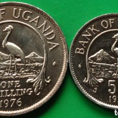 Monedas antiguas de África: UGANDA 1 SHILLING + 50 CENTS 1976 KM#5A / KM#4A