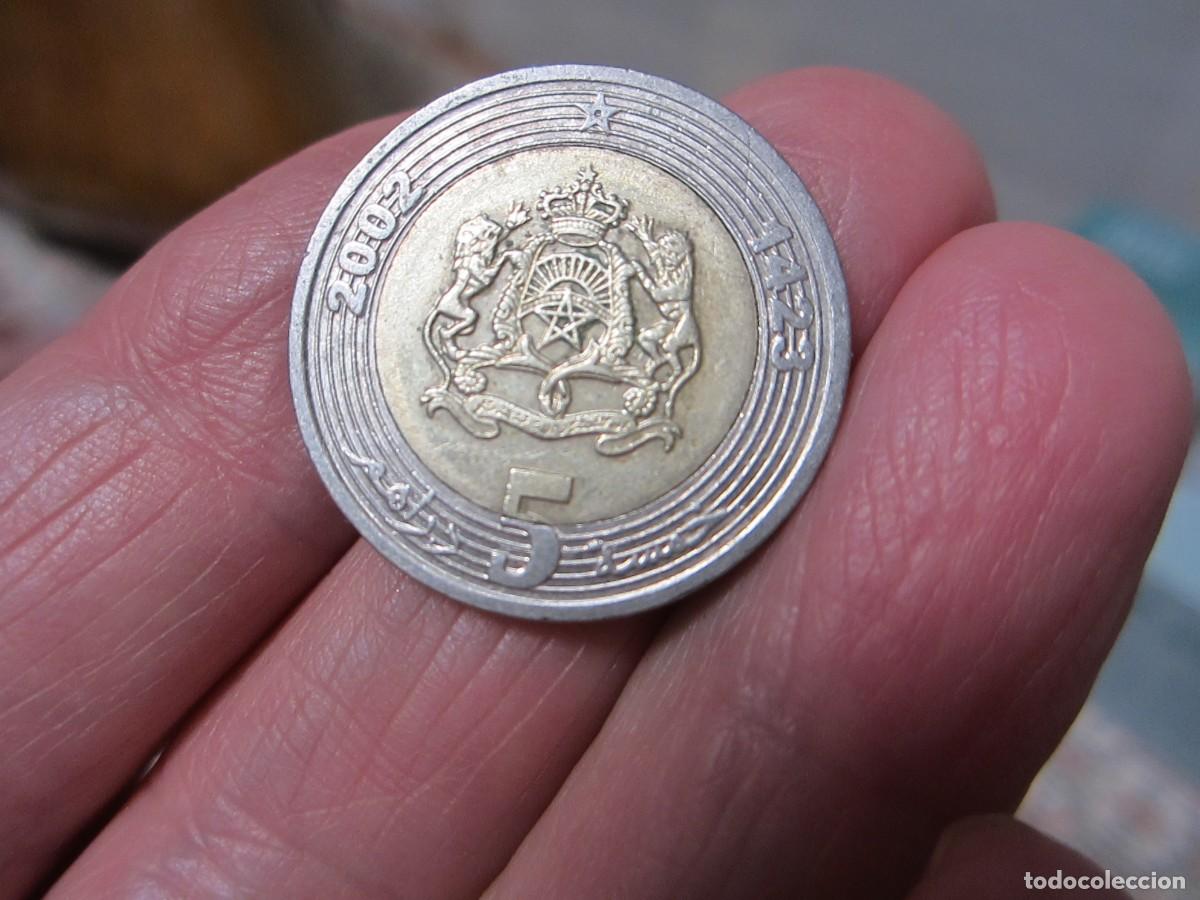 Monedas antiguas de &Aacute;frica: MONEDA DE MARRUECOS DE 5 DIRHAM DE 2002 - Foto 2