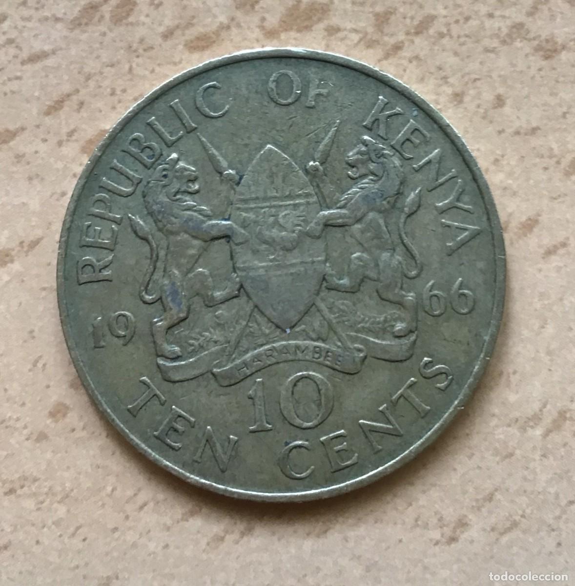 Monedas antiguas de &Aacute;frica: 10 centavos de Kenia. A&ntilde;o 1966 - Foto 1