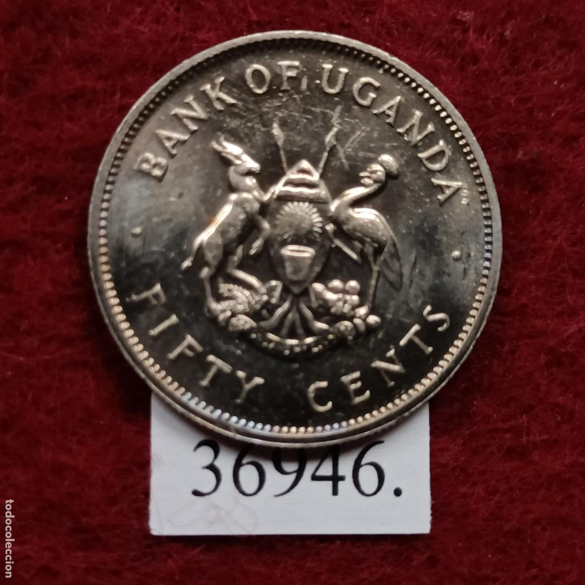 Monedas antiguas de &Aacute;frica: Uganda 50 c&eacute;ntimos 1976 - Foto 2