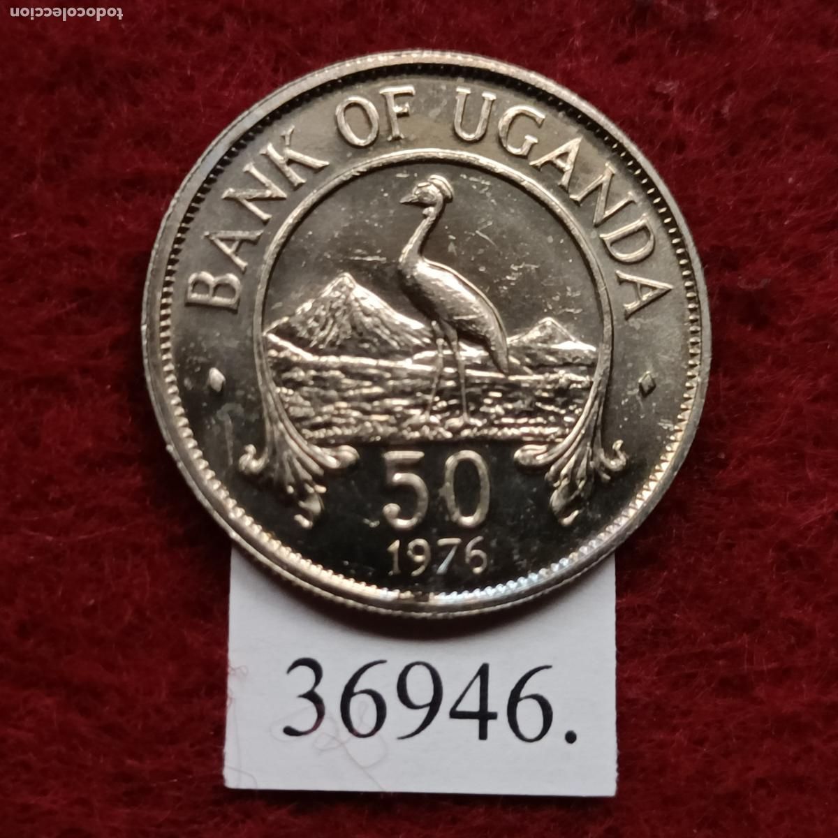Monedas antiguas de &Aacute;frica: Uganda 50 c&eacute;ntimos 1976 - Foto 1