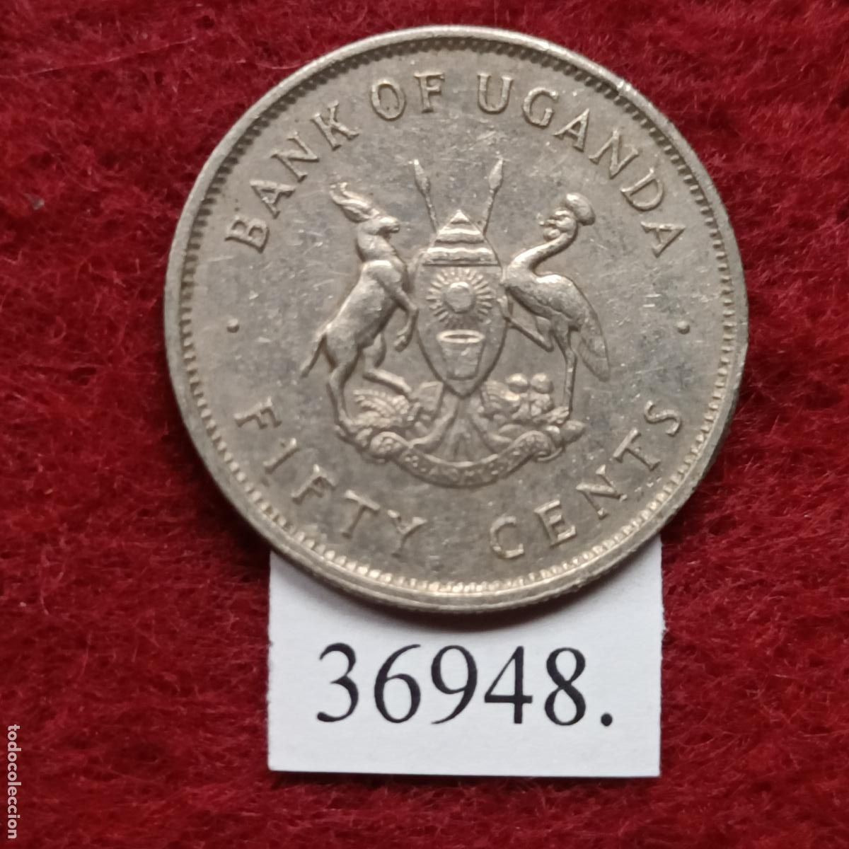 Monedas antiguas de &Aacute;frica: Uganda 50 c&eacute;ntimos 1976 - Foto 2