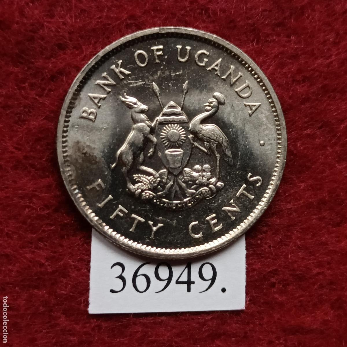 Monedas antiguas de &Aacute;frica: Uganda 50 c&eacute;ntimos 1976 - Foto 1