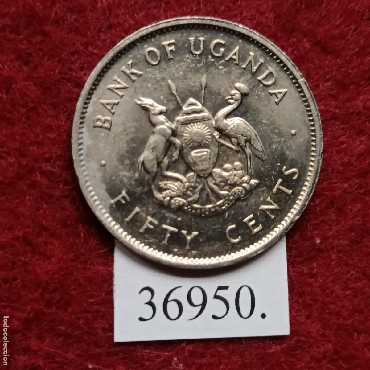 Monedas antiguas de &Aacute;frica: Uganda 50 c&eacute;ntimos 1976 - Foto 2