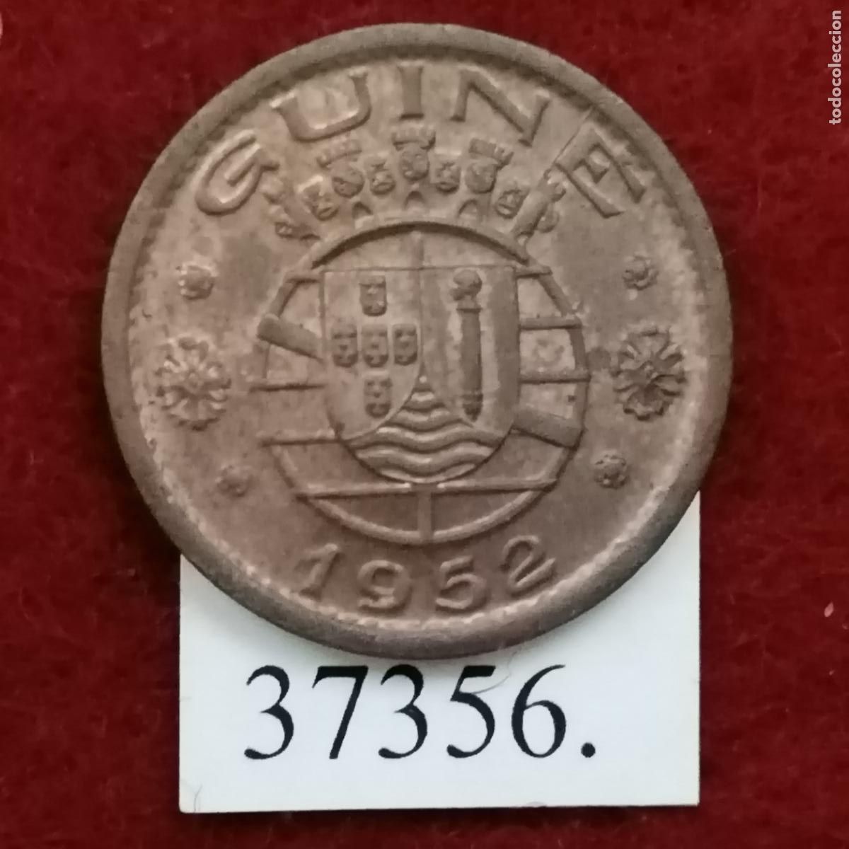 Monedas antiguas de &Aacute;frica: Guinea 50 centavos 1952, c&eacute;ntimos - Foto 2