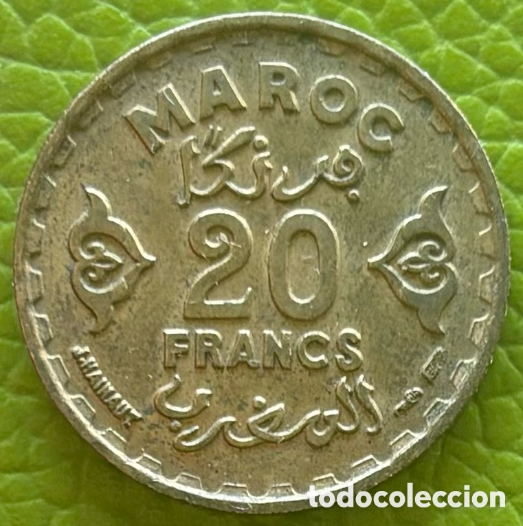 Monete antiche di Africa: MARRUECOS.PROTECTORADO FRANC&Eacute;S.MOHAMMED V. 20 FRANCS.1952.