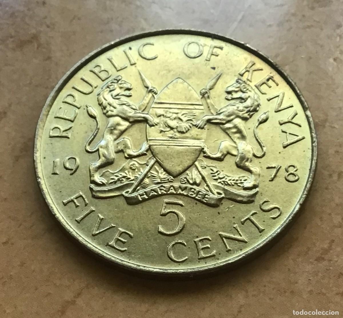Monedas antiguas de &Aacute;frica: 5 centavos de Kenia. A&ntilde;o 1978 - Foto 1