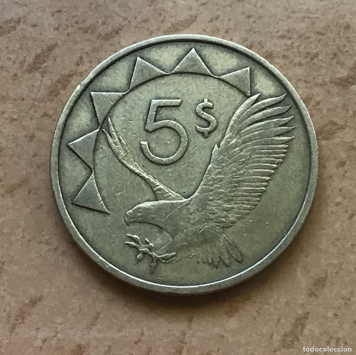 Monedas antiguas de &Aacute;frica: 5 d&oacute;lares de Namibia. A&ntilde;o 1993 - Foto 1