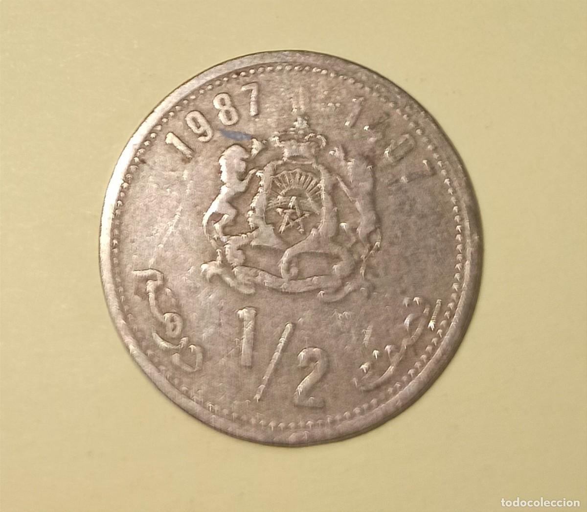 Monedas antiguas de &Aacute;frica: 1/2 dirham marroqu&iacute; 1987 - Foto 1
