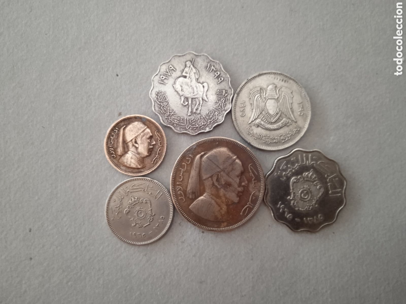 Monedas antiguas de &Aacute;frica: Conjunto de 6 monedas de L&iacute;bia diversas decadas dificiles - Foto 1
