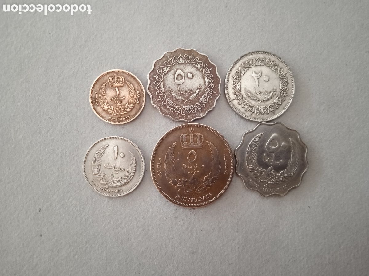 Monedas antiguas de &Aacute;frica: Conjunto de 6 monedas de L&iacute;bia diversas decadas dificiles - Foto 2
