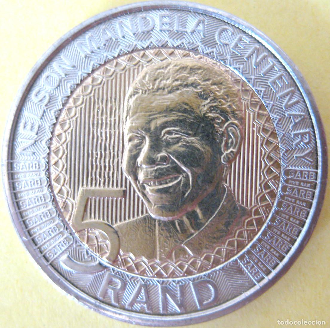 Monedas antiguas de &Aacute;frica: Sud&aacute;frica, 5 Rand 2018 ''Nelson Mandela'' UC#105/ La de las fotos. Sin Circular.