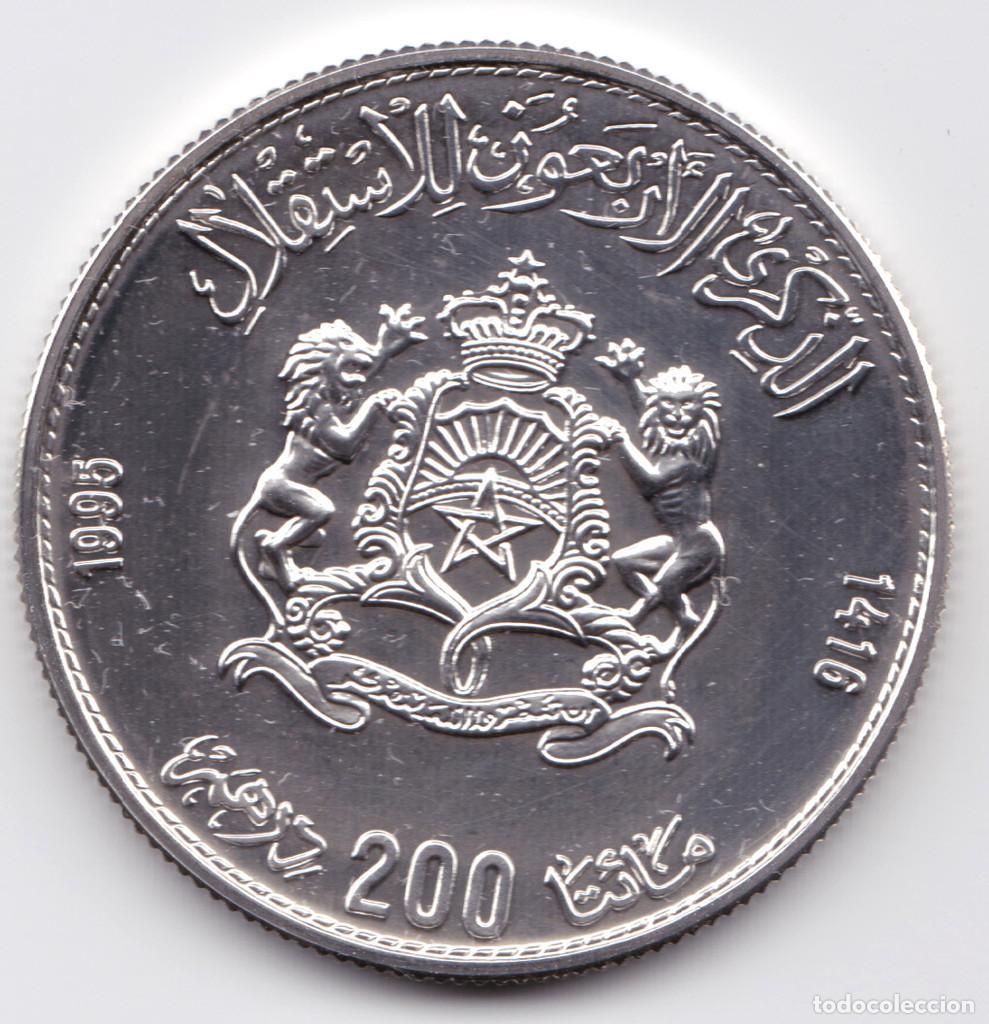 Monedas antiguas de &Aacute;frica: MARRUECOS 200 DIRHAMS 1995 - Foto 1