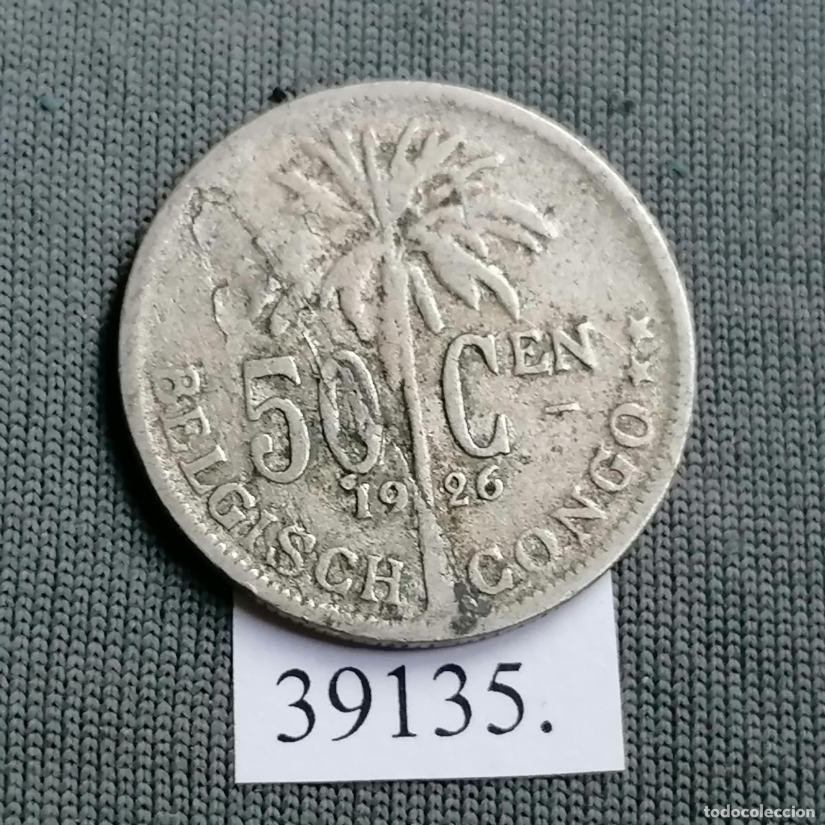 Monedas antiguas de &Aacute;frica: Congo Belga , 50 centimos 1926 - Foto 2