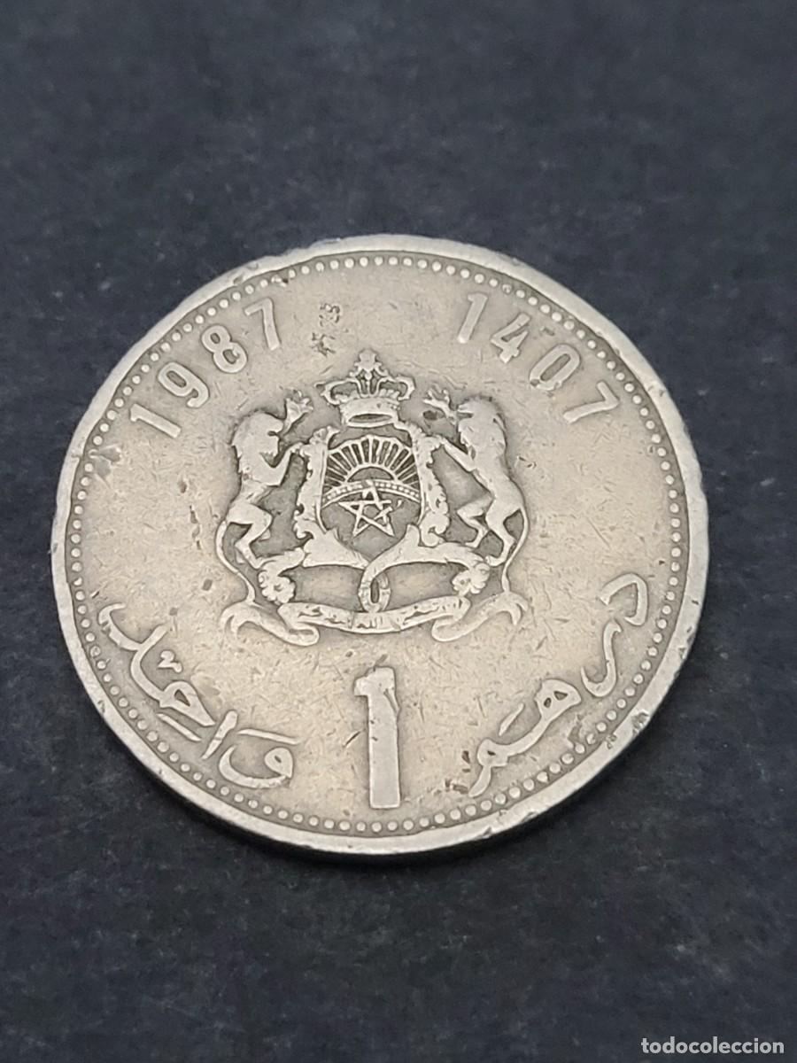 Monedas antiguas de &Aacute;frica: Moneda 1 dirham 1987 Marruecos - Foto 2