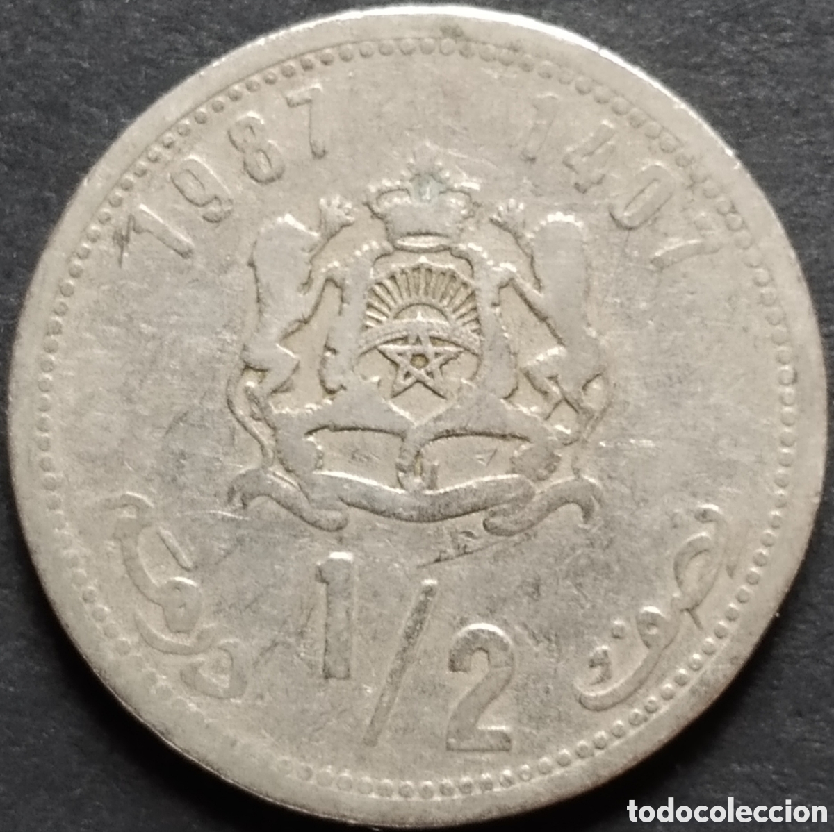 Monedas antiguas de &Aacute;frica: MONEDA - MARRUECOS &frac12; DIRHAM 1987 - Foto 1